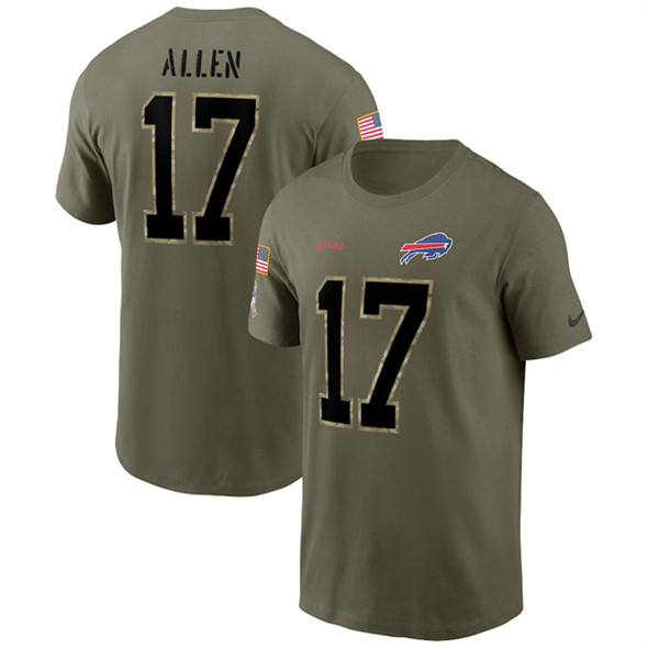 Men's Buffalo Bills #17 Josh Allen 2022 Olive Salute to Service T-Shirt